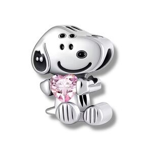 Pandora Silver Charm with Pink Heart